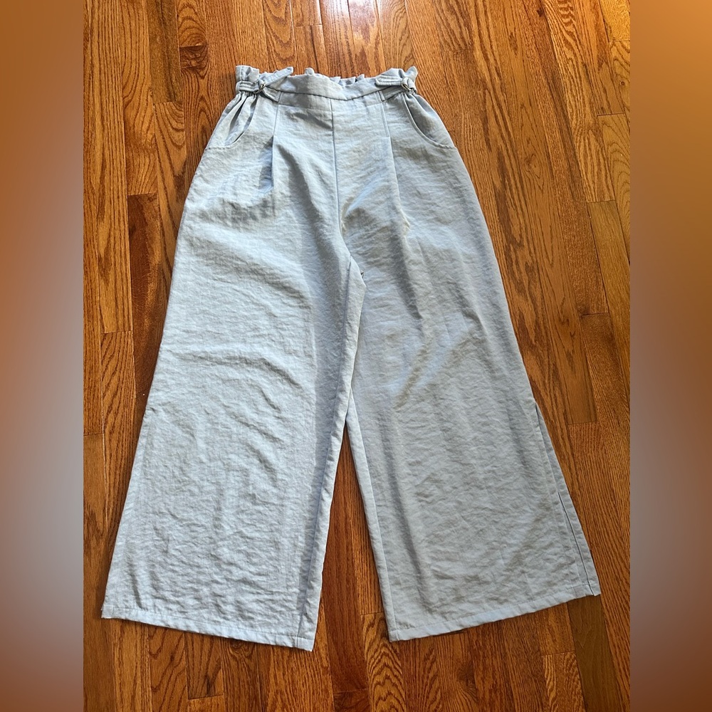 Lulu's Light Blue Paperbag Waist Pants